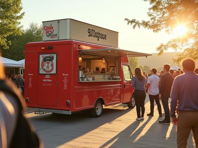 Unser Foodtruck bei einem Sommer-Event mit Schlange an Kunden